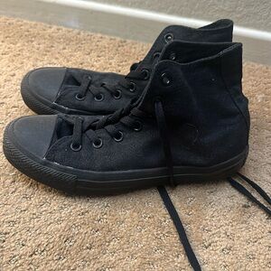 CONVERSE all matte black high top converse